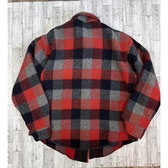 Vtg Melton Jacket Wintermaster Medium Wool Mackinaw Shacket Hunting Plaid Chore - Picture 2 of 8